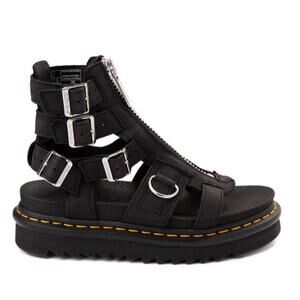 Dr Martens Olson Milled Nappa Platform Zip Up Gladiator Sandals Black Women's 9